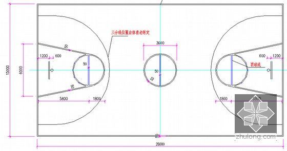 [湖南]小学运动场及校门改造工程工程量清单计价实例（附图纸）-篮球场平面图