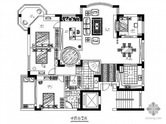 自建70平米设计方案资料下载-[浙江]185平米五居室设计方案图