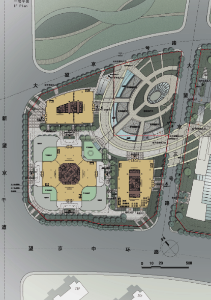 [北京]绿地集团超高层办公商务中心规划设计（含模型、CAD文件）-625地块方案一总平面图