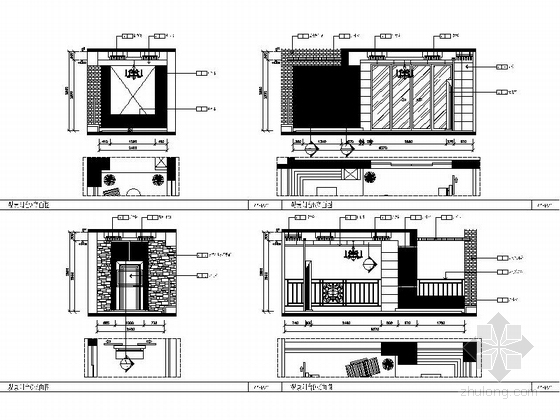 [珠海]奢华新古典四居室装修CAD施工图（含效果图）阳台立面图