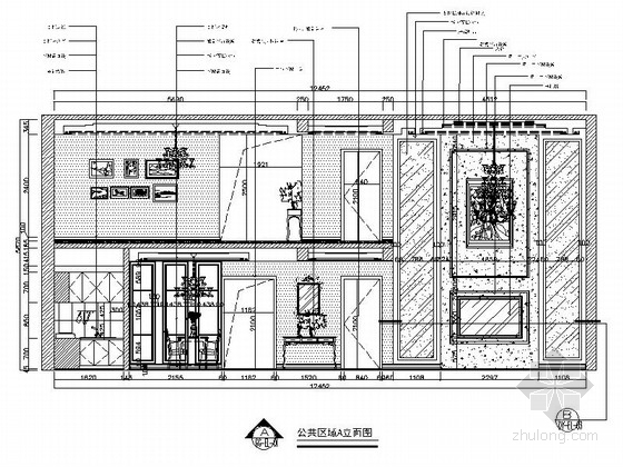 [河南]豪华别墅室内装饰施工图(含效果图)-公共区域立面图 