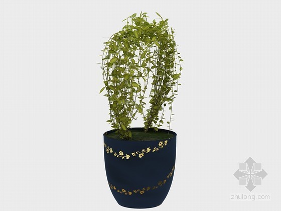 竹子盆栽SU模型资料下载-绿意浓浓盆栽3D模型下载