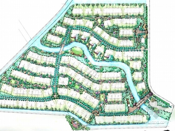 园林景墙效果图手绘资料下载-[上海]郊外湖滨地块豪华居住区景观规划设计（手绘）