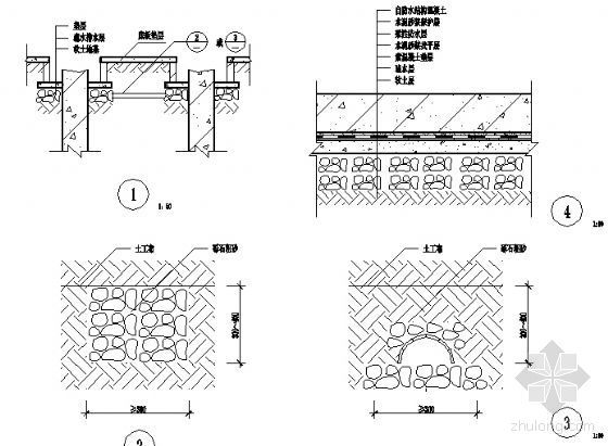 防排结合构造图基坑（或桩承台）、疏排水通管道断面图