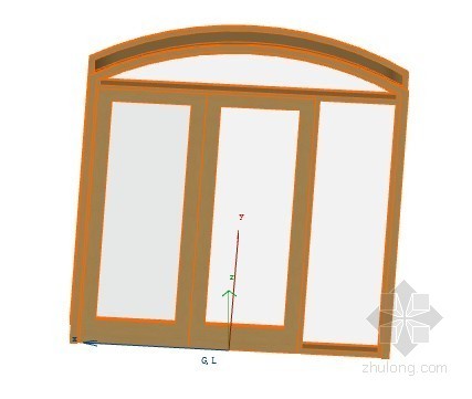 cad双开门模型资料下载-拱形双开门，带侧窗，顶窗 ArchiCAD模型