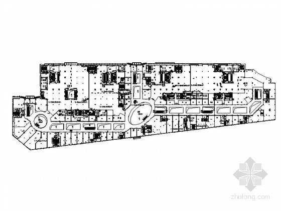 [河北]现代风格对称式商业综合体建筑设计方案图（含效果图及预算表）-现代风格对称式商业综合体建筑平面图