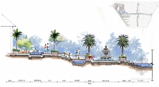 [广东]西班牙风情居住区景观规划设计方案-剖面图