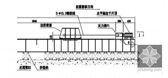 预应力连续梁与钢管加劲拱组合结构体系桥悬臂挂篮施工方案（预应力压浆）-走道梁