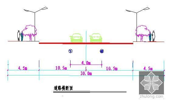 [吉林]大型市政基础设施配套建设工程可行性研究报告（附全套图纸、投资估算表）-道路横断面