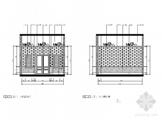 [原创]中式餐厅室内设计装修施工图小包厢立面图