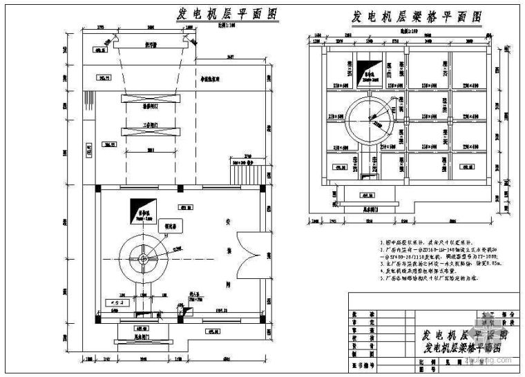 水电站发电机层平面布置图资料下载-小型水电站CAD设计图