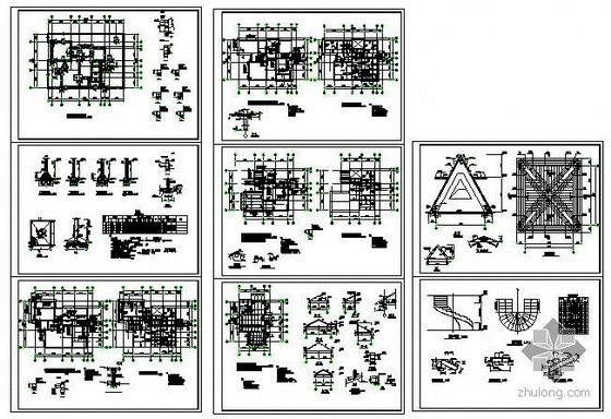 尖顶建筑图纸资料下载-某尖顶别墅的施工图