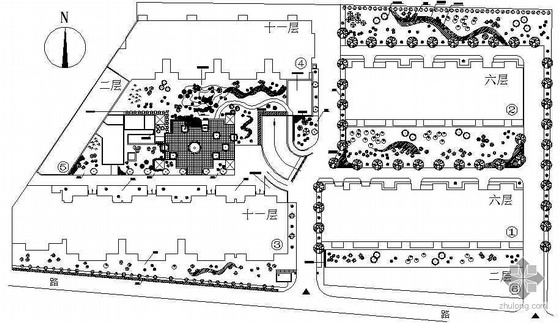 公路平面图设计资料下载-某小区绿化设计平面图