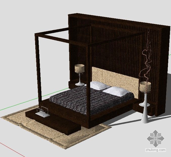 草图模型家具资料下载-中式风格主臥室