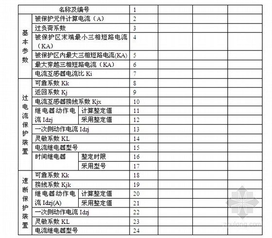 建筑电气工程电气计算书汇总-继电保护计算表 