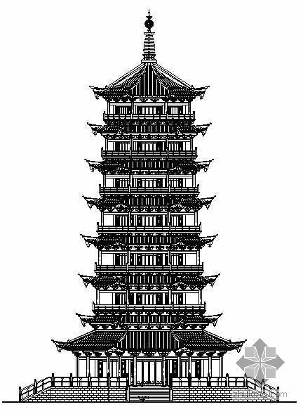 古式建筑物资料下载-[杭州]某七层仿古佛塔建筑施工图