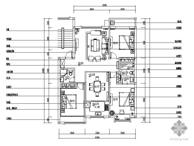 现代风格三居装修资料下载-现代三居装修施工图