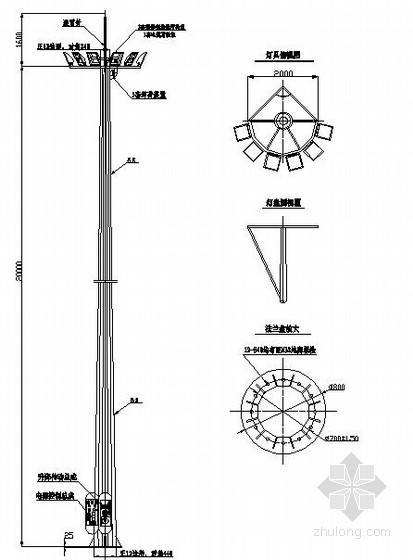 交通信号灯灯杆设计资料下载-某十二边形灯杆构造详图