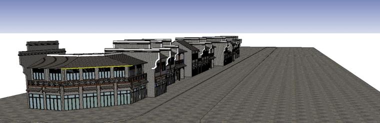 SU二层沿街商业模型资料下载-中式风格商业模型哦skp