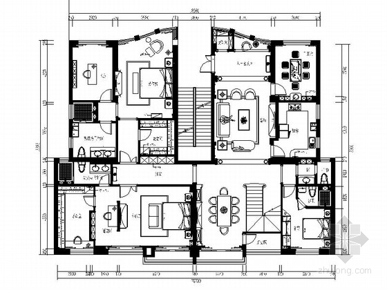 欧式住宅商业CAD效果图资料下载-[福清]繁华商业区欧式风格复式CAD装修图（含效果）