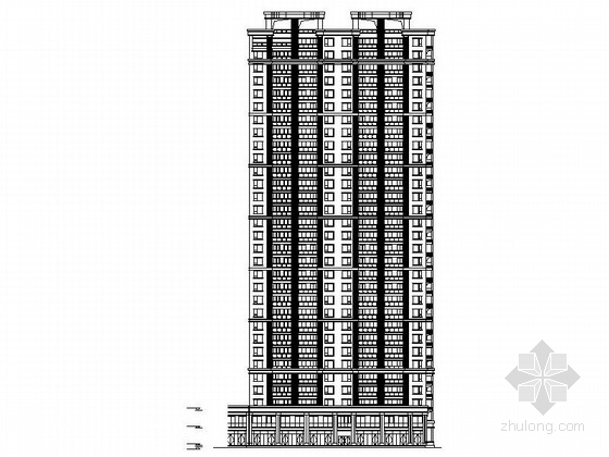 一梯两户高层住宅CAD图资料下载-31层现代风格一梯两户住宅建筑设计施工图（2015年）
