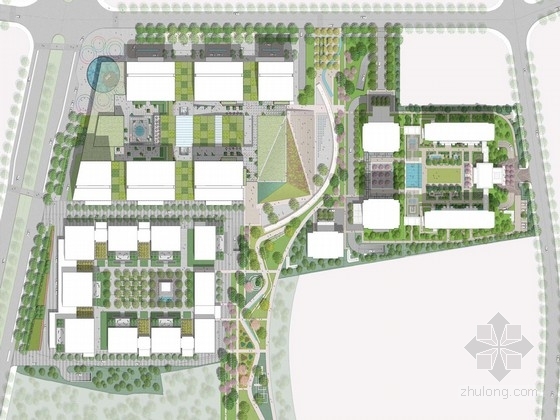 办公园区方案资料下载-[上海]地标商务办公园区景观规划设计方案