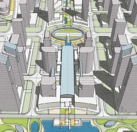 [济南]多元一体化城市CBD景观带规划设计方案-模型图