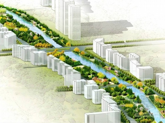 景观水系规划资料下载-[河北]环城水系西北段三条河流沿岸景观规划设计方案