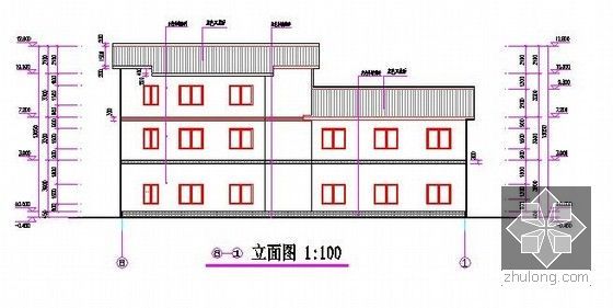 [重庆]村镇文化活动中心建筑工程预算书(含施工图纸)-立面图