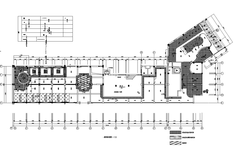 某二层中式餐厅室内装修设计CAD图纸（28张）-一层顶面布置图
