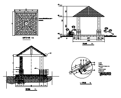 [新疆]美丽乡村生态绿色小游园景观设计施工图（2017年最新）-10景观亭做法详图
