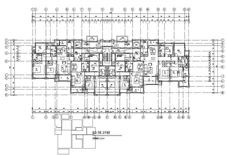 [江苏]苏州欧陆风格居住区建筑方案施工图设计（CAD）-高层5号楼二层平面图