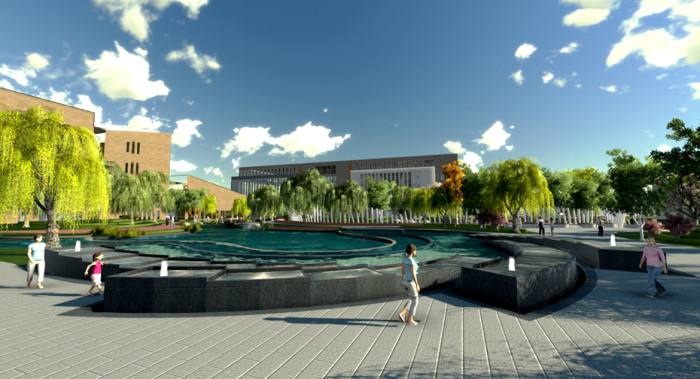 [河北]大学校园景观设计-中心区设计效果图