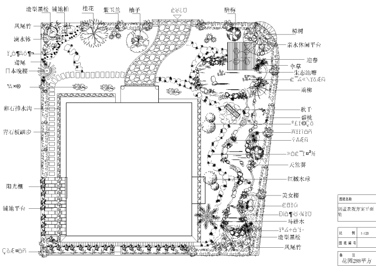 中式园林庭院景观cad资料下载-5套私家别墅庭院景观cad平面图（内含：同一地形多种方案）