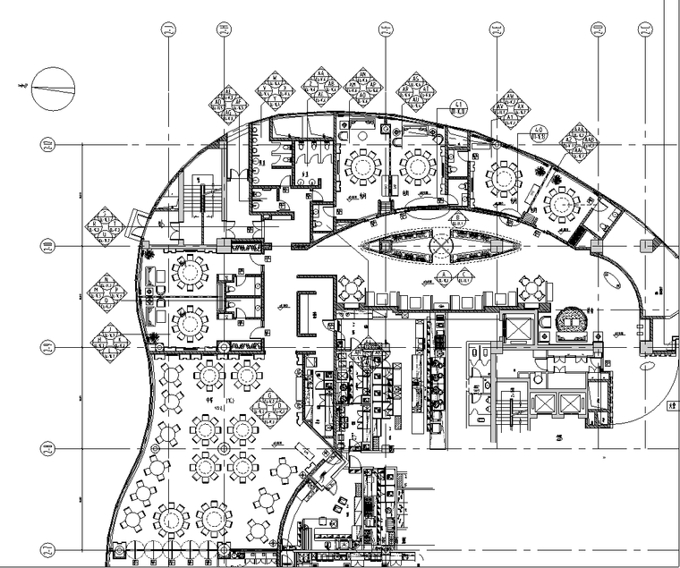 北京某五星酒店中餐厅室内设计施工图（含25张施工图）-平面布置图