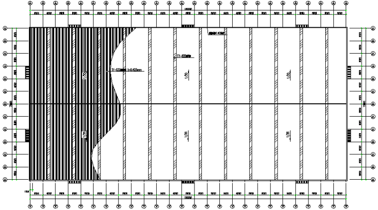 单层单跨钢结构施工方案资料下载-72米X150米单山单跨门式刚架钢结构厂房施工图（CAD，7张）