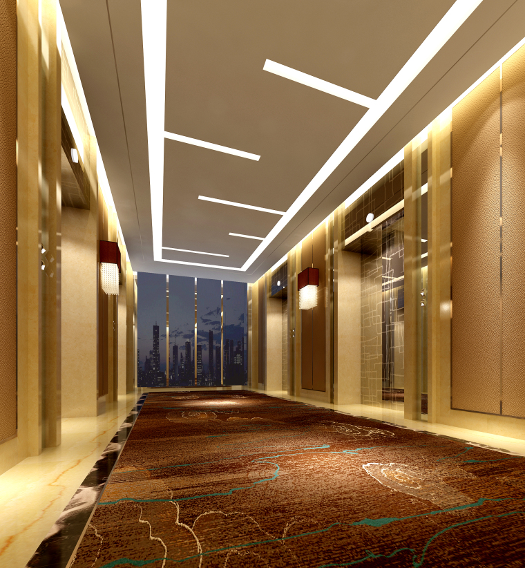 某福朋酒店施工图+效果图含超全暖通竣工图-行政层-电梯间