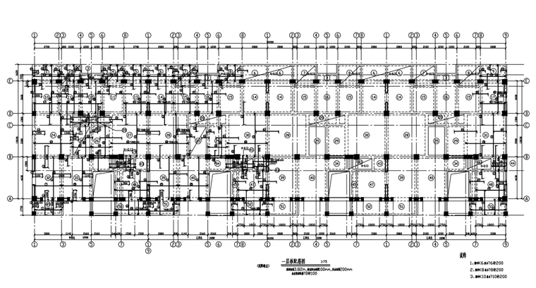 六层底框钢混结构住宅楼结构施工图（CAD、10张）-一层板配筋图