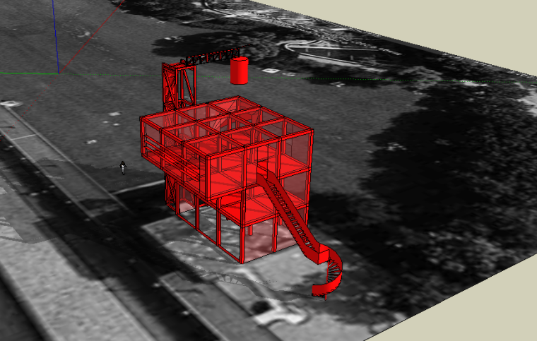 巴黎拉维莱特公园cad资料下载-建筑设计大师屈米拉维莱特公园SU模型