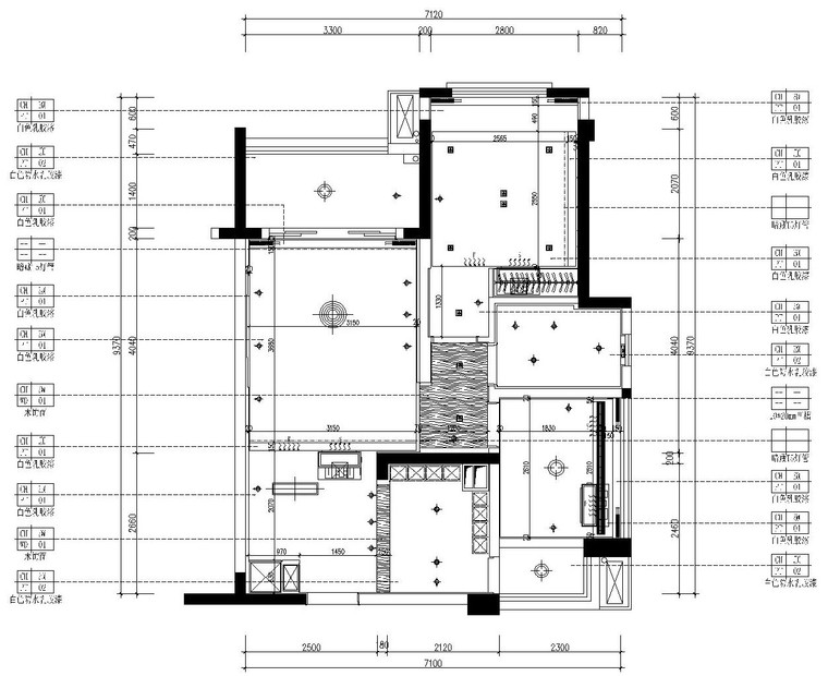 [郑州]郑东新区森林半岛精装样板间施工图设计（附效果图）-天花布置图