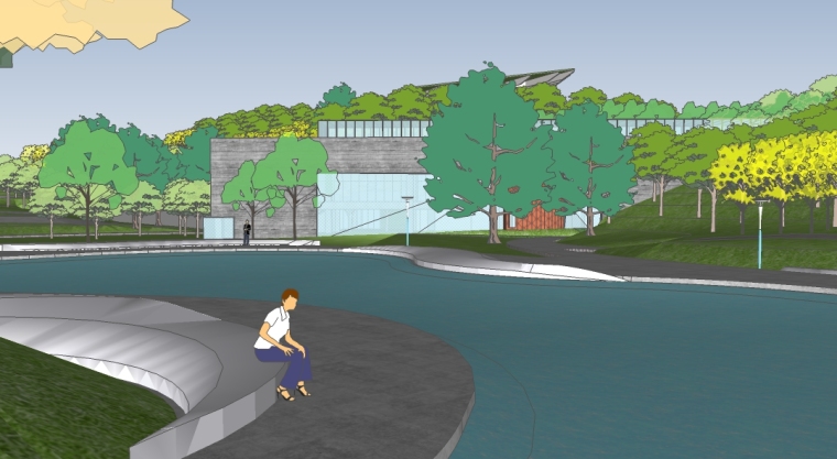 成都麓湖公园设计分析资料下载-麓湖公园运动湿地场地SU模型（一）