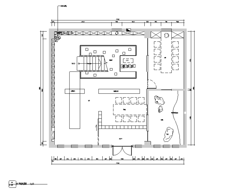 展示空间设计cad平面图资料下载-[新疆]460平米水云间茶会所空间设计施工图（附效果图）
