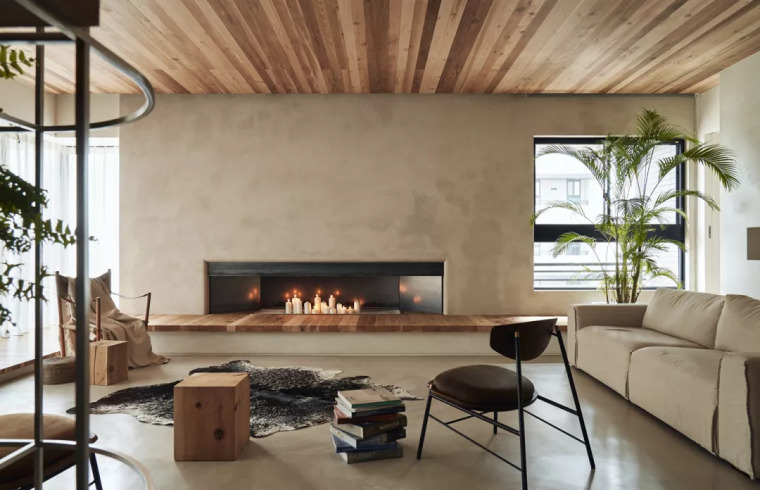 简洁质朴风格住宅资料下载-原木+ 水泥墙，打造最质朴的家