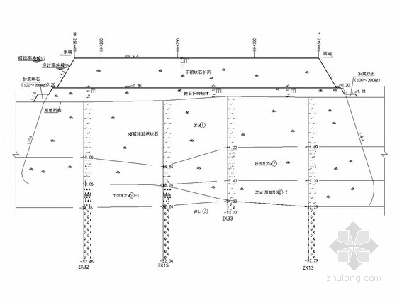 [河南]高桩码头工程施工图(护岸 陆域工程)-北侧护岸2-2 纵剖视图 