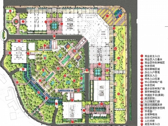 武汉绿地中心效果图资料下载-[武汉]高档多样化办公中心景观规划设计方案