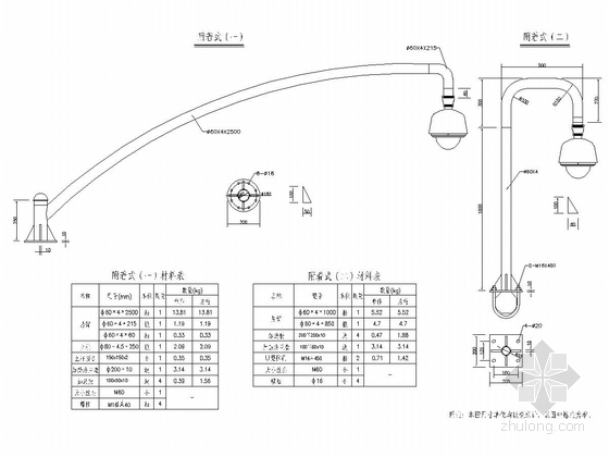 [湖南]火车站片区城市次干道工程全套施工图（105张 道路 排水 交通设施 绿化照明）-附着式电视监控杆件设计图