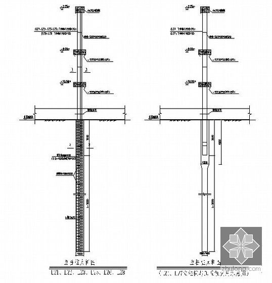 [江苏]15米深基坑灌注桩加混凝土内支撑支护施工方案（专家论证）-立柱桩施工大样图
