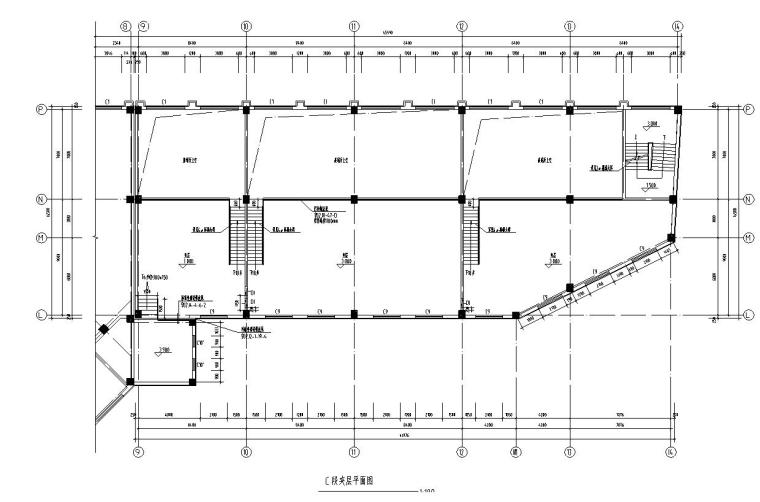 [宁夏]五层中式风格办公楼建筑施工图（含全专业）-五层中式风格办公楼建筑平面图