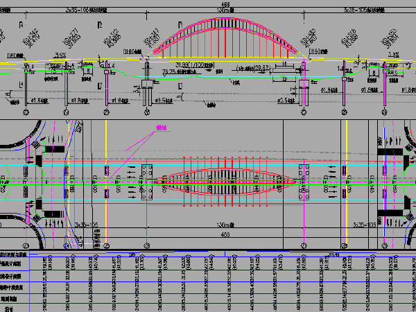 160米中承式拱桥资料下载-136m下承式拱桥主桥及2x35+30m现浇连续箱梁引桥跨河大桥设计图纸250张CAD