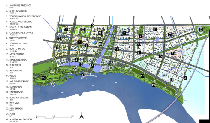 [江苏]滨水景观长廊绿色新城生态城市规划设计方案-总平面图